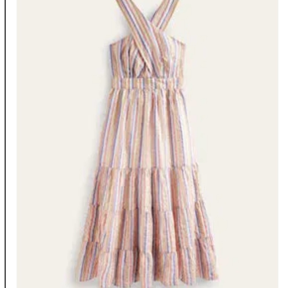 Boden Striped Metallic Maxi Dress Petite US 12P Sundress Sleeveless NEW - Picture 4 of 7